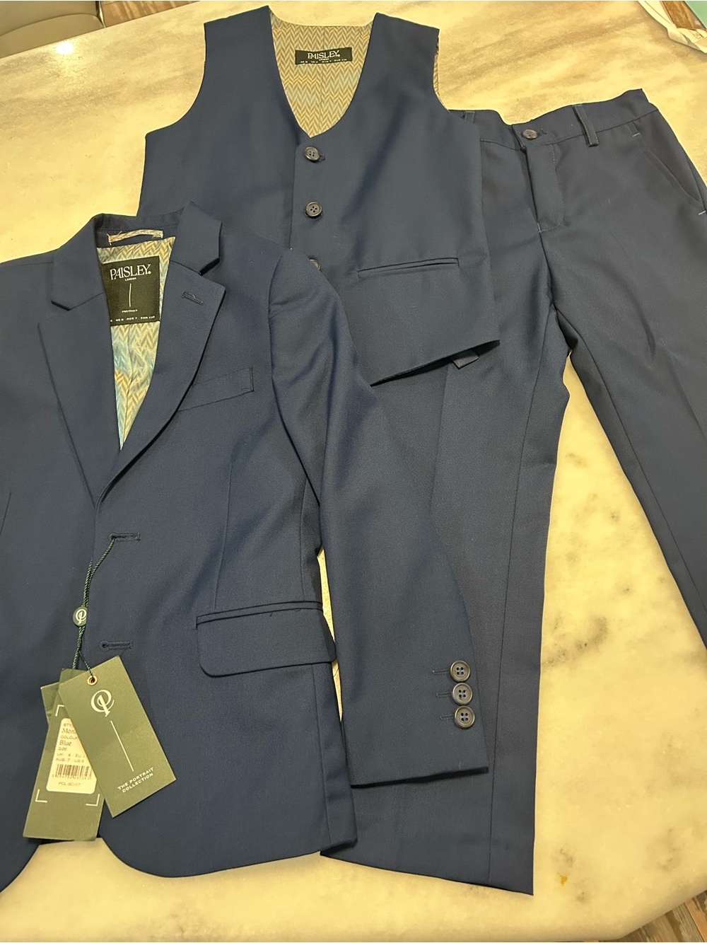 Paisley of London 3-Piece Boys Navy Suit-Monaco size 6